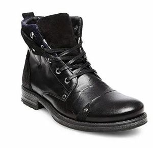 Men’s Steve Madden “Gleek” Lace-Up Blavk Leather Boots Size 10